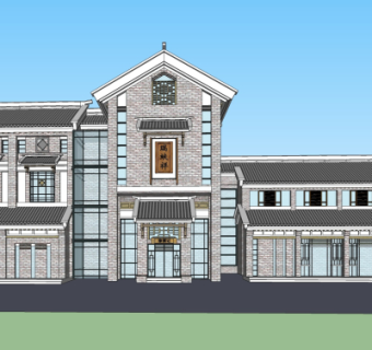 中式沿街商业建筑su模型