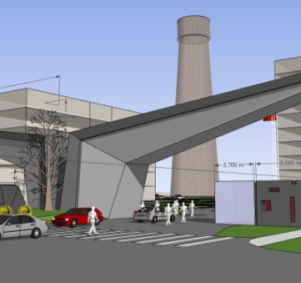 现代电厂大门su模型