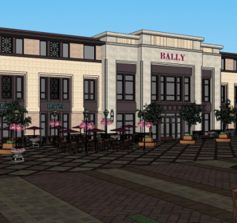 现代商业街su模型