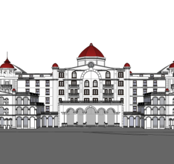 欧式酒店外观su模型