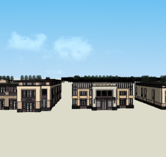 现代商业街su模型