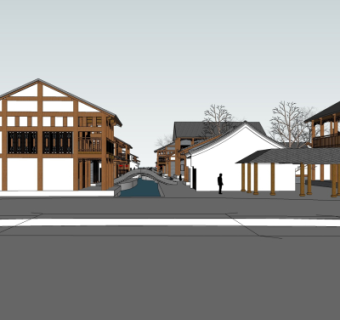 中式古镇商业街su模型