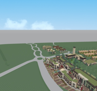 现代商业街鸟瞰规划su模型