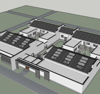 新中式商业会所su模型