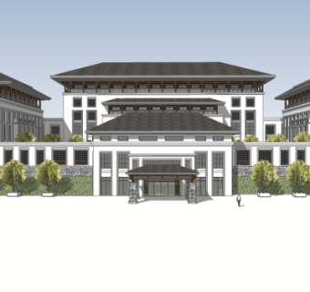 现代会所外观su模型