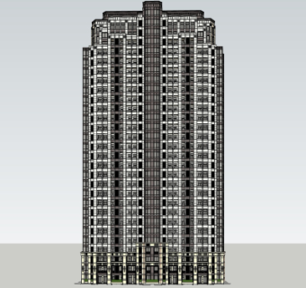 新古典高层公寓楼su模型