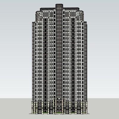 新古典高层公寓楼su模型