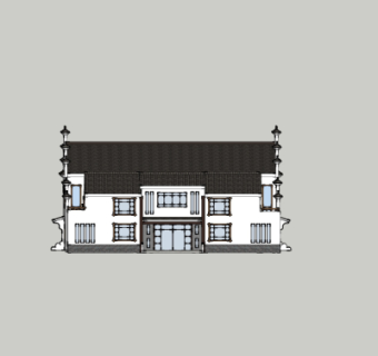 中式农家乐住宅su模型