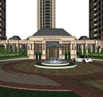 欧式小区入户门su模型