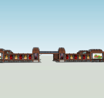 中式商业街su模型