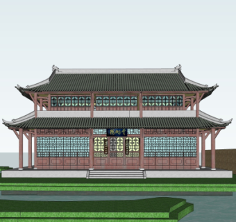 中式古建殿宇su模型