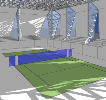 现代羽毛球场地su模型