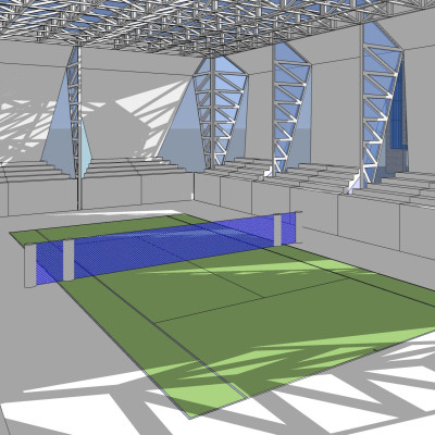 现代羽毛球场地su模型