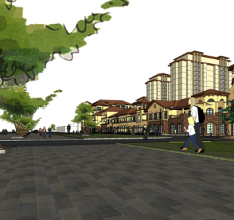 欧式商业街su模型