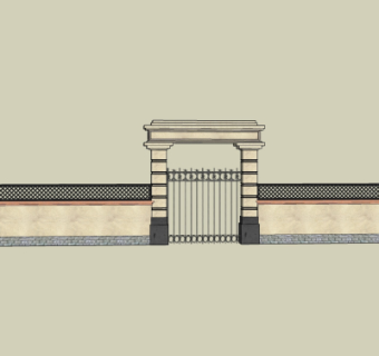 新古典围墙su模型