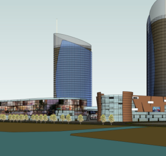 现代商业街su模型