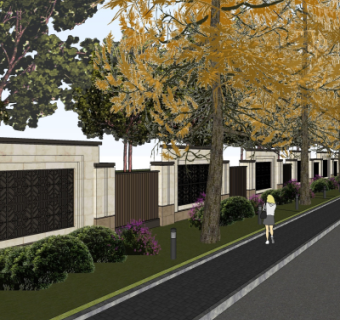 欧式围墙铁艺围栏su模型