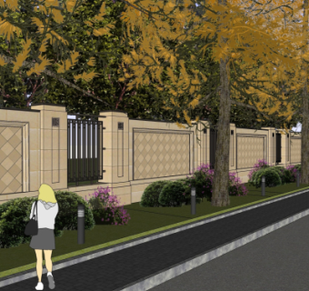 欧式围墙护栏su模型