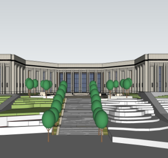 新中式行政办公楼su模型