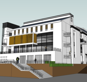新中式办公楼su模型