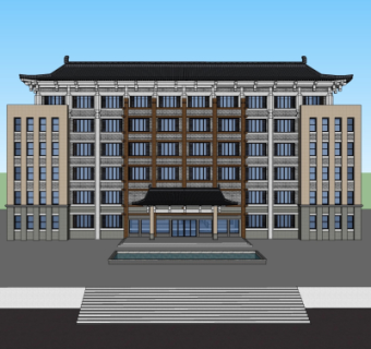 中式酒店su模型