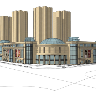 欧式商业街su模型