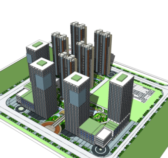 现代商业区规划su模型