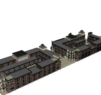 欧式商业街su模型