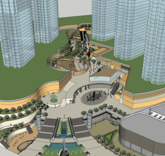 现代商业街su模型