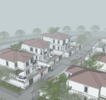 欧式别墅鸟瞰规划su模型