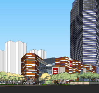 现代商业街su模型