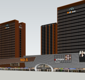 现代商业广场su模型