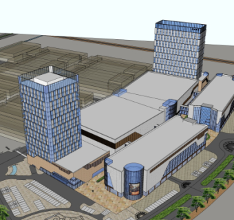 现代商业街su模型