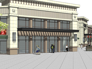 新古典沿街商业建筑su模型