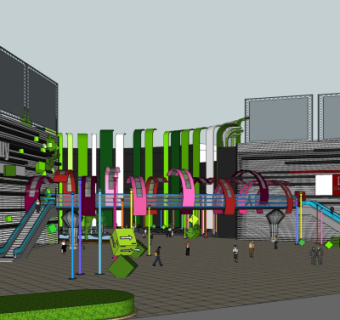 现代商业广场su模型