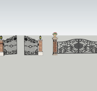 欧式铁艺庭院大门免费su模型