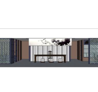 中式茶桌椅su模型