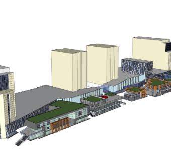 现代商业街su模型