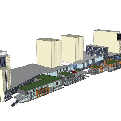 现代商业街su模型