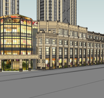 新古典沿街商业建筑su模型