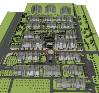 现代小区规划su模型