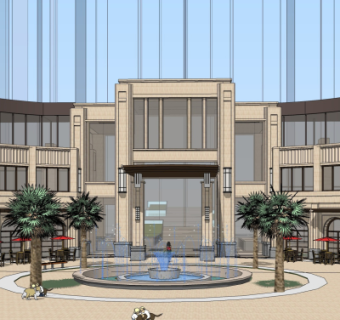 新古典小区入户门su模型