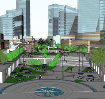 现代商业街su模型