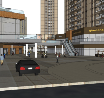 现代商业街su模型