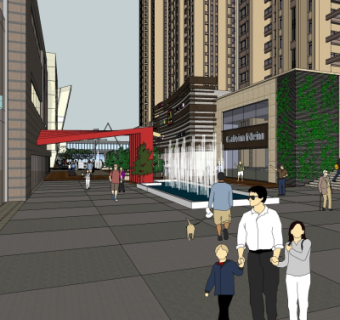 现代商业街su模型