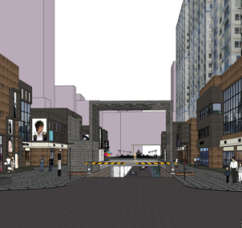 现代商业街su模型