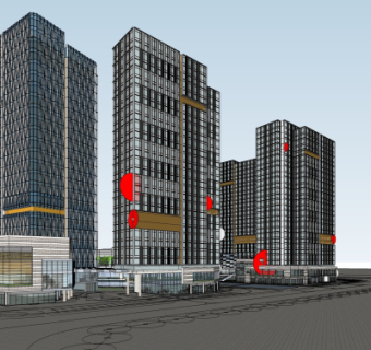 现代商业街su模型