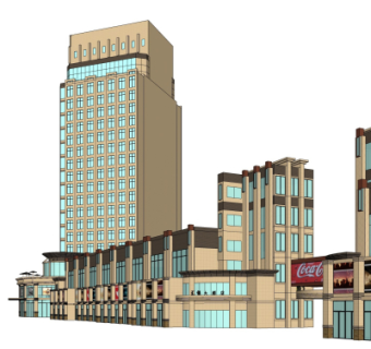 欧式沿街商业建筑su模型