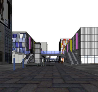 现代商业街su模型