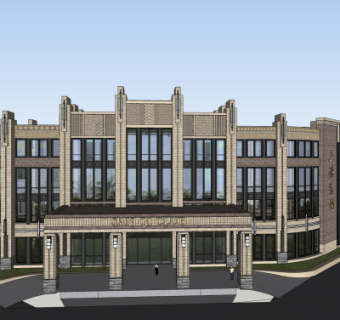 欧式会所外观su模型